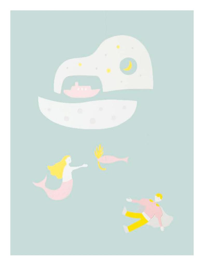 Mobile "The Little Mermaid" Baby Gift for Girls, W30cm x H50cm, Made in Japan