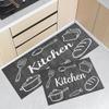 Grey Wood Sketch Kitchenware Mat Non Slip Waterproof Runner Rug Easy Clean Farmhouse Kitchen Floor Carpet