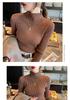 Women's Elegant High Neck Knit Top, Beige, One Size - Autumn/Winter Collection