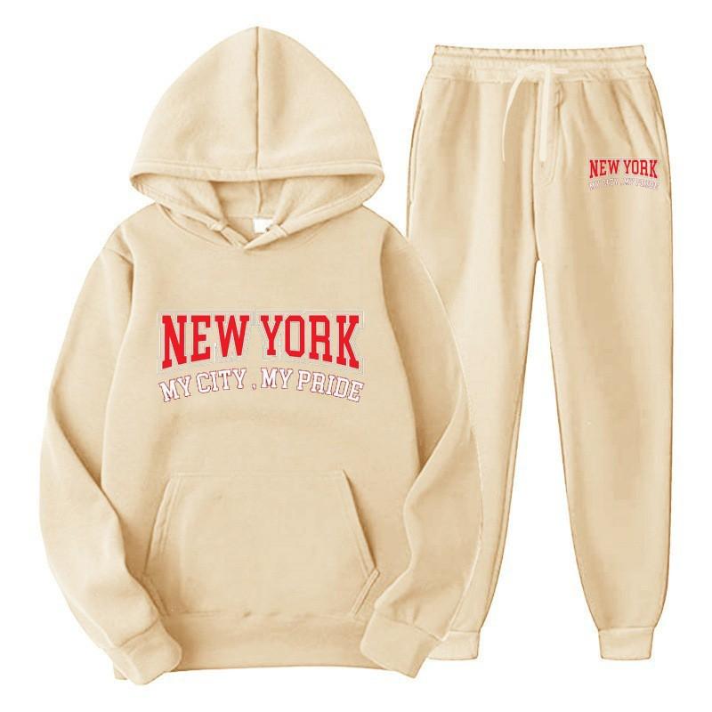 Mens Hooded Tracksuit Set Long Sleeve Sweatshirt Fleece Lined Casual Sportswear