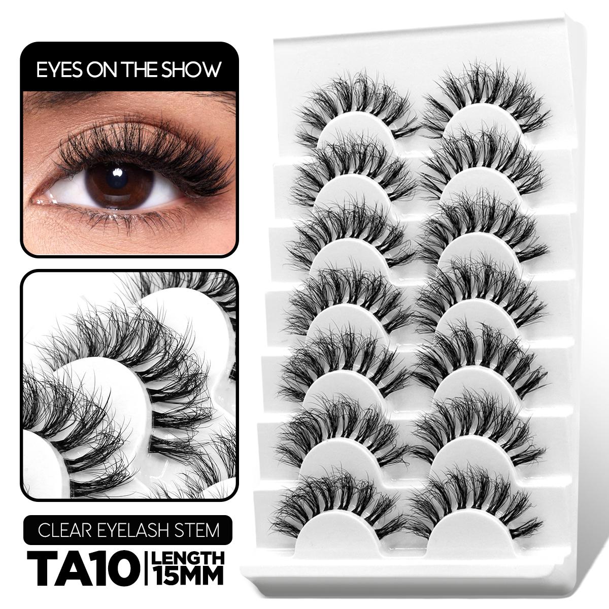 Пушистые накладные ресницы 5/7 пар натуральных кошачьих ресниц прозрачный стебель — фото 20