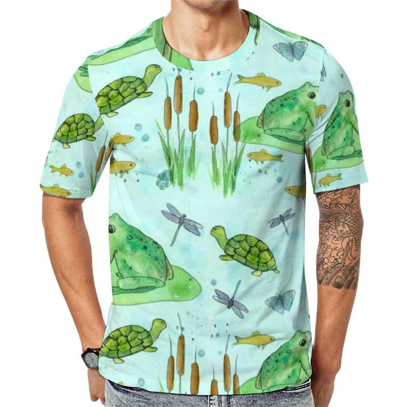 Tiger Animal Pattern 3D Printed T-shirt for Summer Casual Fashion Short Sleeved Top for Men, Cute Elements Round Neck Streetwear