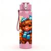 1PC Cozy Bear Campfire Winter Pattern 750ml Color Plastic Sports Water Bottle Leakproof Flip Straw Lid Suitable for Sports Office Home Use