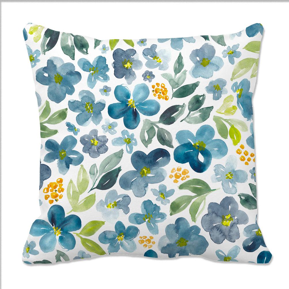 Spring and Summer Floral Contrasting Color Flower Pillow Case Digital Printed Pillow Home Romantic Decoration Sofa Backrest