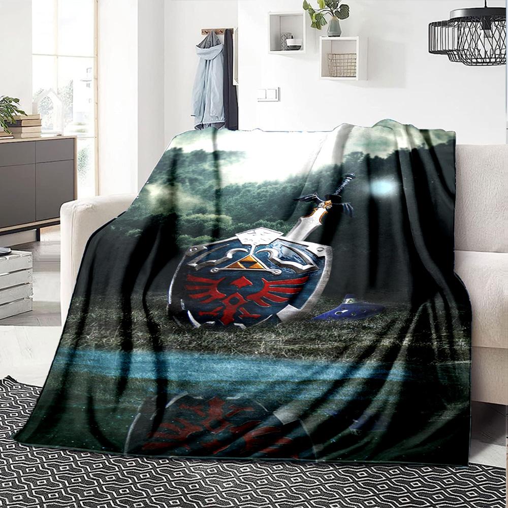 Sword Shield Mist Flannel Blanket Super Soft Warm Cozy Blanket For Sofa Bed Office Travel Allseason Home Decor Gift