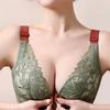 Bügelloser BH mit kontrastierender Spitze, bequemer und atmungsaktiver Push-Up-BH mit Schnalle vorne, Dessous und Unterwäsche für Damen