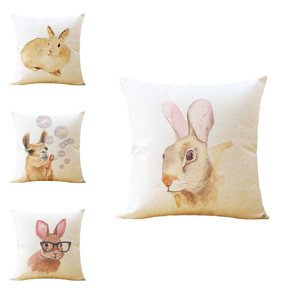 Premium Quality Rabbit Pillowcase Linen Sofa Throw Pillow Cover For Charming Home Decor