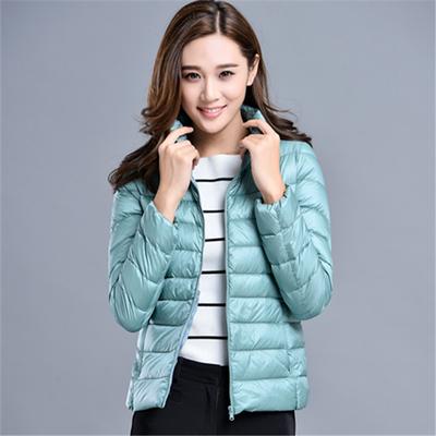 Herbst und Winter Neuer leichter Daunenmantel Damen Stehkragen Slim Fit Kurzer großer Entendaunenmantel