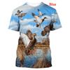 Summer Round Neck 3D Hunting Wild Duck Pattern Print Top Fashionable Casual Short Sleeved Men's T-shirts