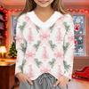 Girls' V-Neck Christmas Print Pullover Top for Winter Casual Wear