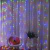 USB Remote-Controlled LED Copper Wire Curtain Lights - 3x3M, 8 Functions, Waterproof Outdoor Christmas Decor.