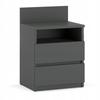 Bedside Table Gray 40cm 2 Drawers Shelf For Bedroom