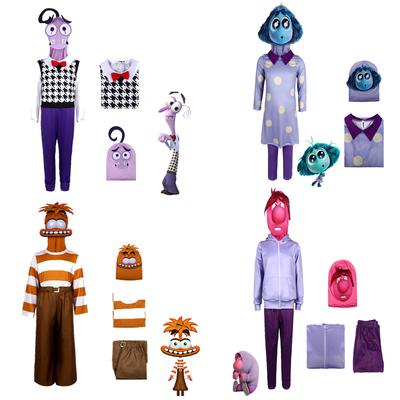 Anime Inside Out Anxiety Cosplay Costume for Adults Kids Halloween Party Stage Performance Fear Envy Embarrassment