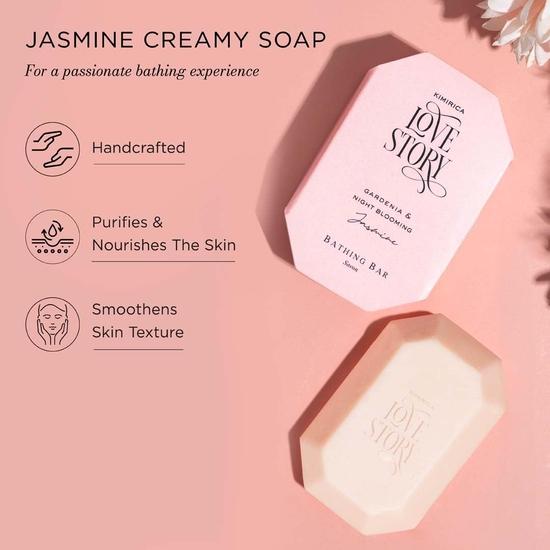 Kimirica Jasmine Kremowe Mydło 85g | Odpowiednie dla Wszystkich Typów Skóry | Nawilżające Mydło Kąpielowe dla Miękkiej, Promiennej Skóry i Ciała | Dla Mężczyzn i Kobiet