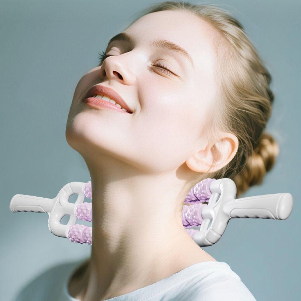 Three Rows Curved Massage Roller Multifunction Fascia Stick Portable Yoga Massage Stick  Arms
