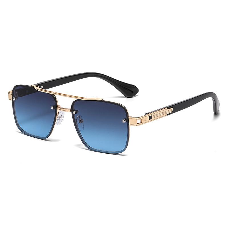 Metal Double-Bridge Square Sunglasses Unisex Versatile Aviator Outdoor UV Protection Glasses Classic Trendy Travel Eyewear