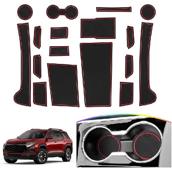 SKTU Door Slot Mat for 2025 2026 Chevrolet Equinox Door Groove Gate Pad 17Pcs Fit 2025 2026 Chevy Equinox Accessories Door Compartment Cup Center