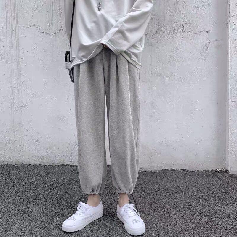"Trendy Gray Boys' Autumn Casual Nine-Point Sweatpants"