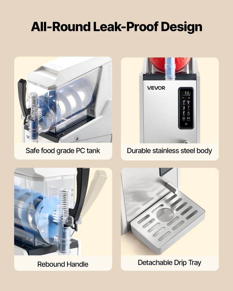 Slushie Machine, 3L/100oz No Ice Needed Slushy Machine for Home, Frozen Drink Maker with Single Tank, Margarita Machine with Self-Cleaning, for Frozen