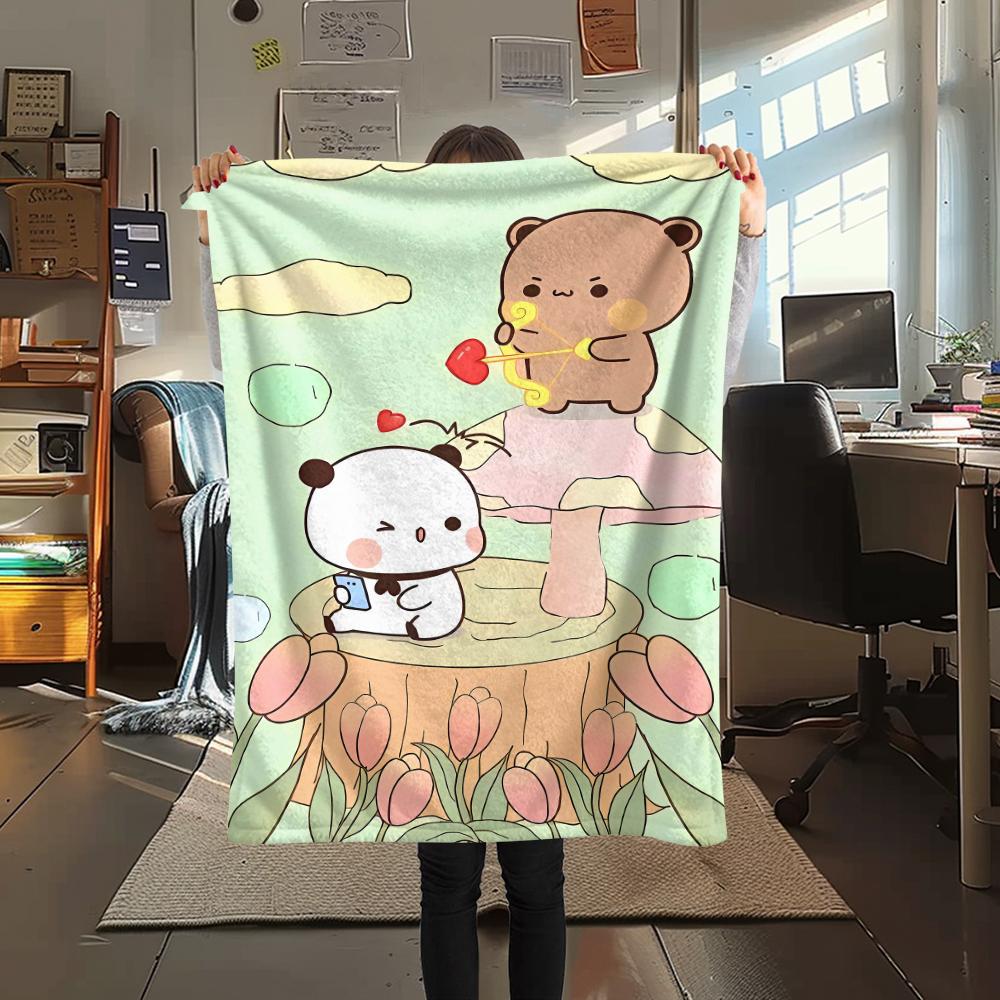 1 шт. Фланелевое одеяло с принтом Bubu Dudu, Высококачественное, Удобное для всех сезонов, Декор для дома, Тепло и уют, Идеально для рождественских подарков 80cm x 120cm