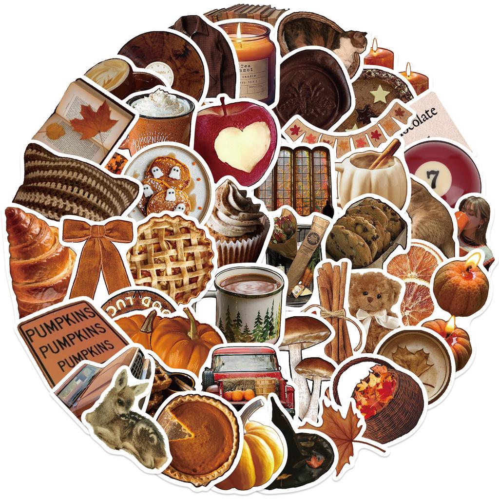 103053Pcs Autumn Ins Style Graffiti Stickers Cartoon Brown Decals Toy Diy Decoration Scrapbook Fridge Phone Bike Graffiti Gift