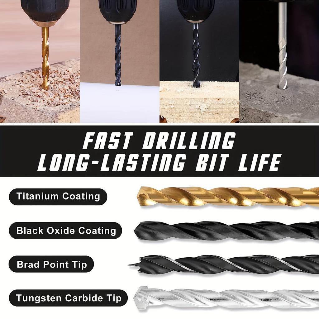 246-Pieces Drill Bit Set,Drill Bits and Driver Set for Wood Metal Cement Drilling and Screw Driving,Full Combo Kit Carrying Case