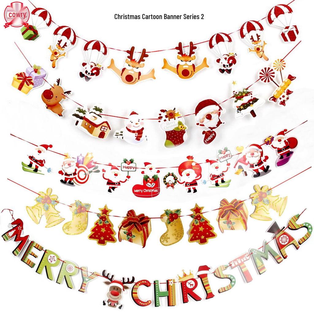 Cartoon Weihnachtsfeiertagsbanner und Hängeflaggen