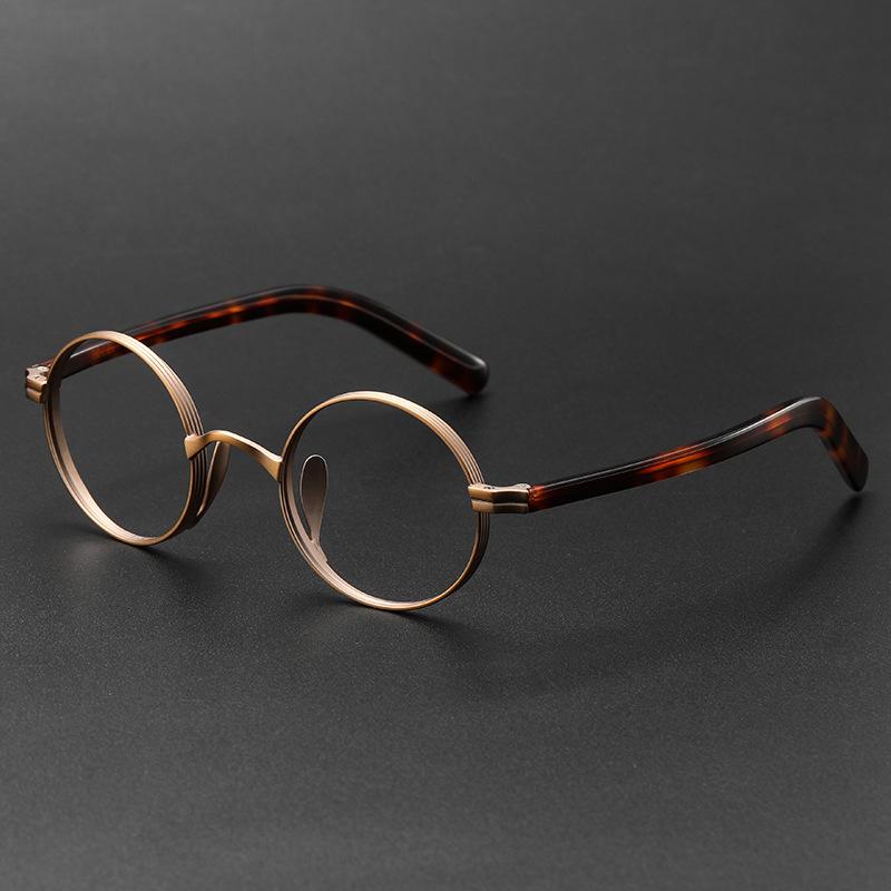 

Retro Brand Design Luxury Round Frame Glasses Frame for Men Women Ultralight Acetate Alloy Anti Blue Light Eyeglasses