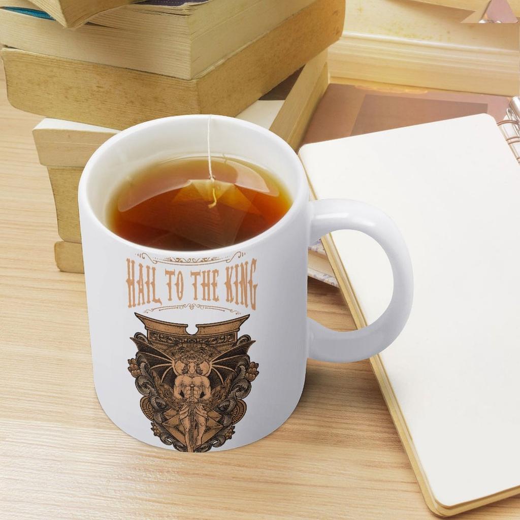 11oz White Coffee Cup with Printed Sides, Comfortable Grip and Durable Glossy Body for Hot Drink Lovers and Daily Use