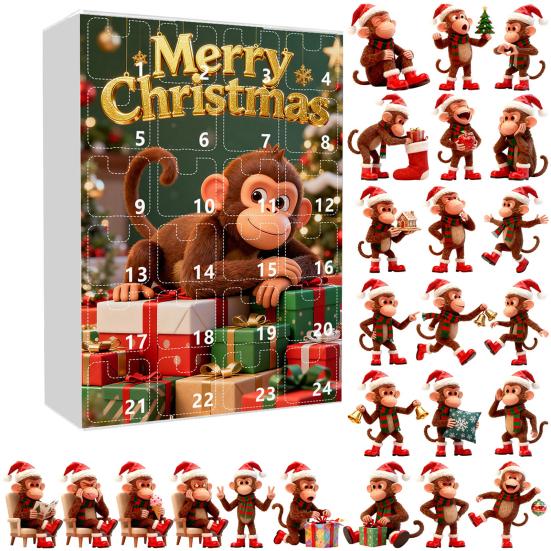 Advent Calendar Resist Monkey Wearing Christmas Hat Design 24-Day Countdown Festive Family Activity Calendar