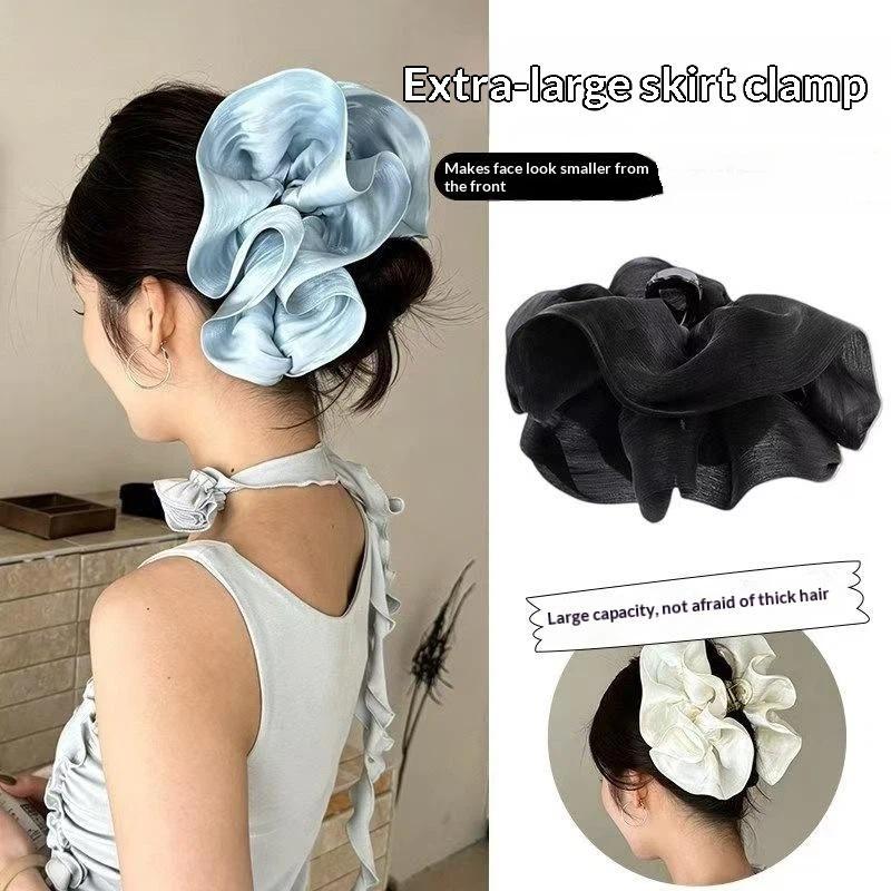 Korean Style Pleated Cloud Crab Claw Hair Clip Mesh Flower Bud Hair Clip Shark Clip Women Accessories