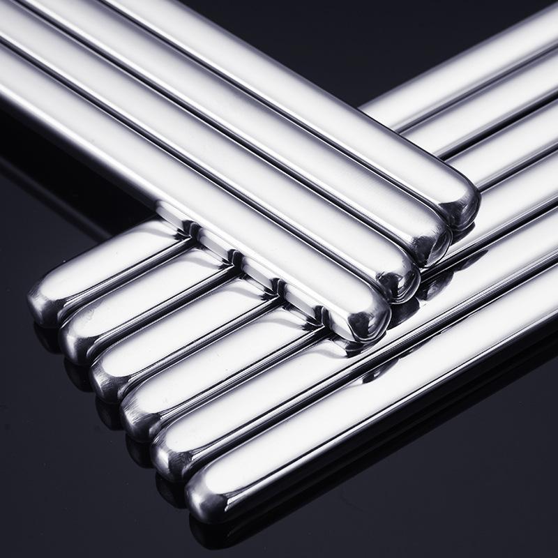 1Pair Stainless Steel Chopsticks Non Slip Tip Heat Resistant Reusable Dishwasher Safe For Home Asian Restaurant Daily Use