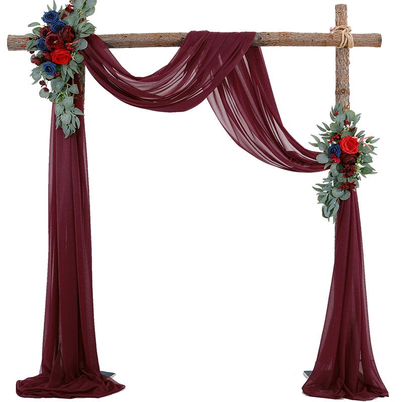 Forest Style Wedding Arch Decoration: Outdoor Lawn Chiffon Gauze Curtains