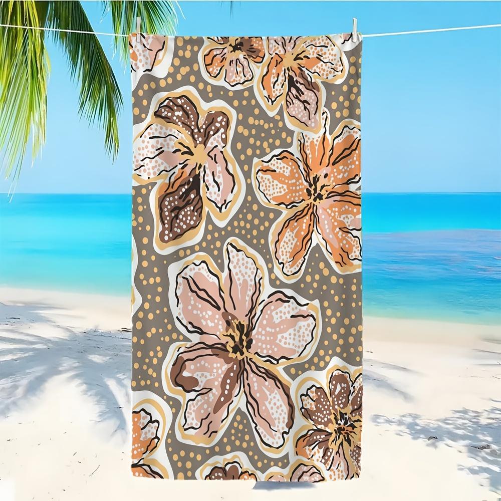 Vintage Floral Beach Towel Microfiber Quick Dry Soft Machine Washable Yoga Travel Swimming Camping Swimming Pool Vacation