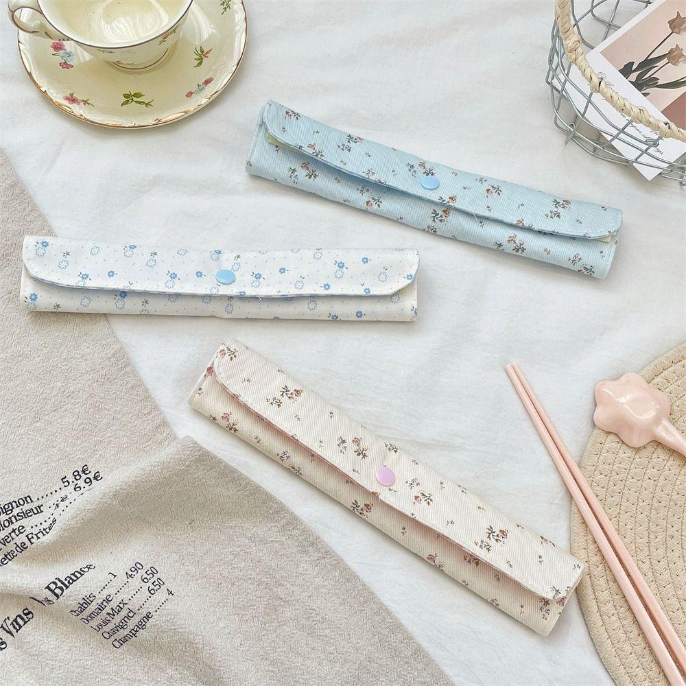 Lightweight Utensil Pouch Snap Button Fixed Tableware Storage Bag Cutlery Storage Bag Travel