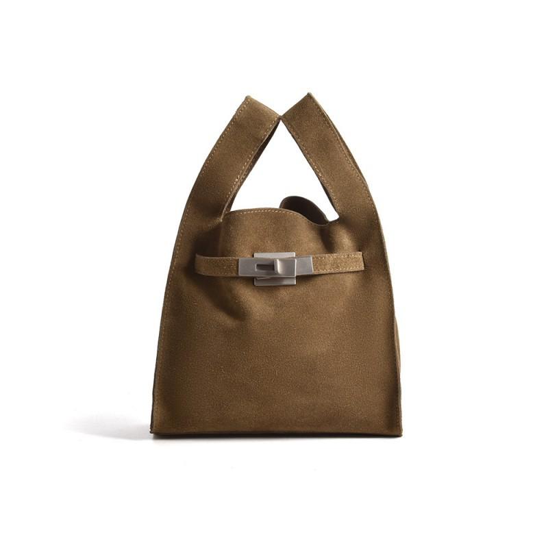 Frosted Cowhide Garbage Bag Simple Retro Crossbody Armpit Versatile Commuting Shoulder Leather Women s 21x9x20cm хаки
