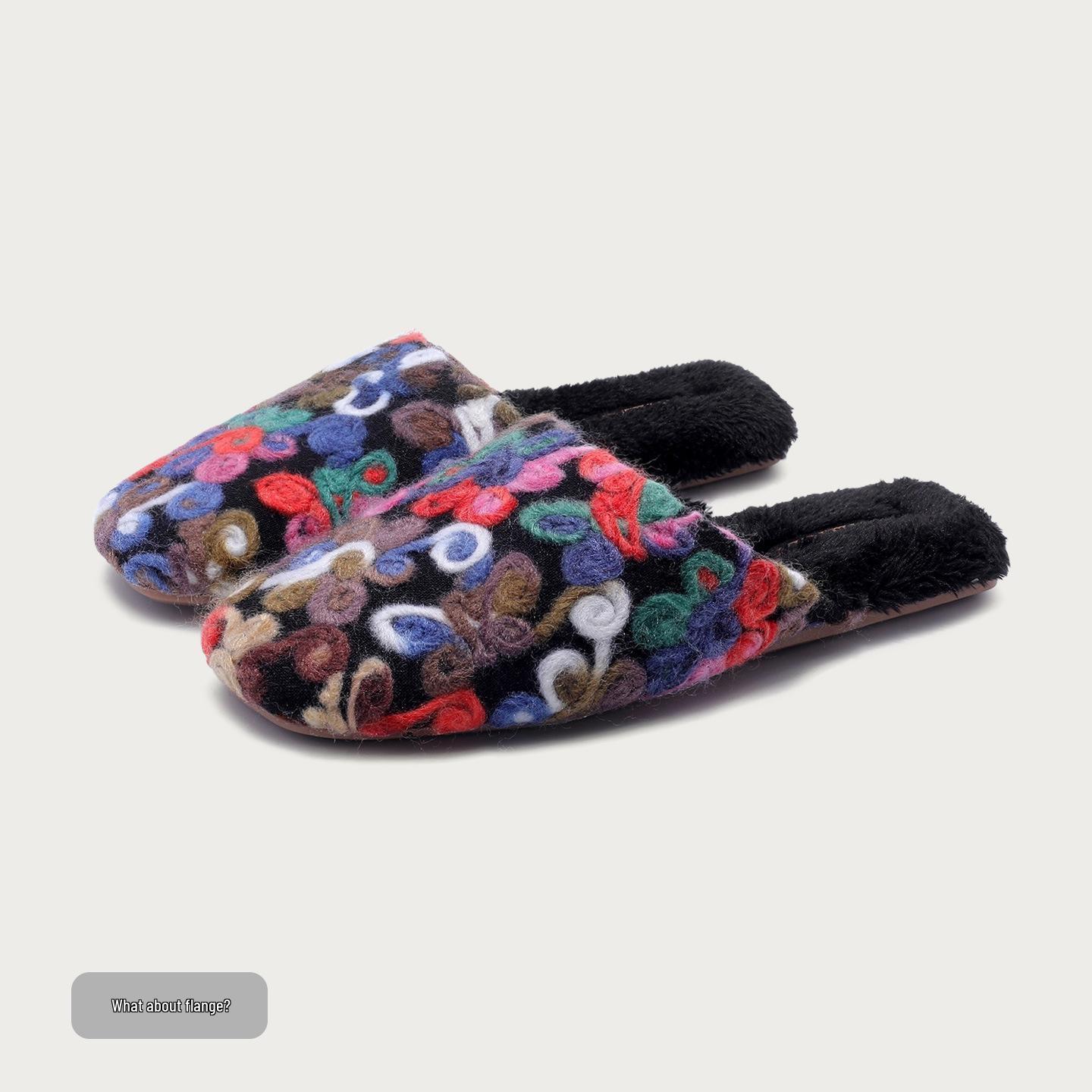 

Женские тапочки из замши с цветочной текстурой и шерстяной смесью, с флисовой подкладкой, для осени/зимы 40/41 (Fits 39-40)