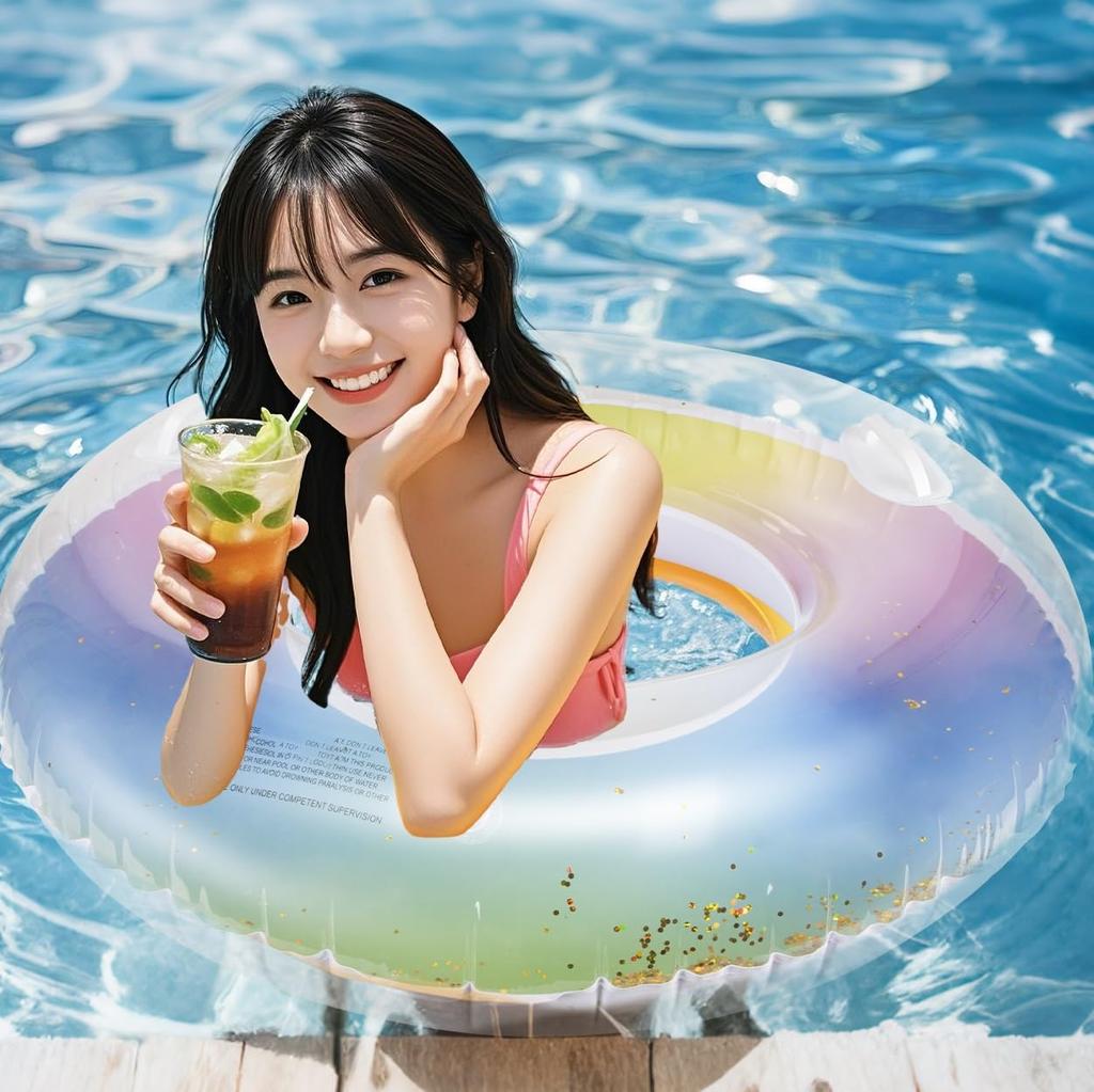 Oziral Float for Adults with Large Floating Glitter Glitter Sea Summer Water Rainbow 100cm Handle, Float, Simple, Durable, Safe, Transparent, Thick,