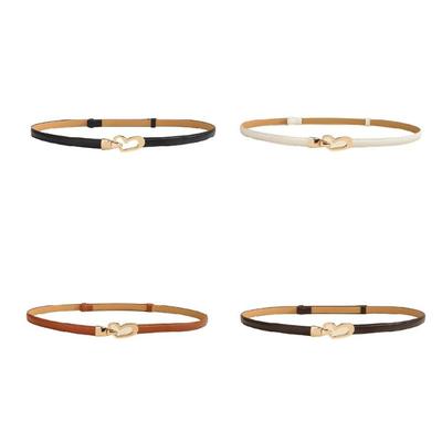 Comfortable Adjustable Waist Strap Belt Slin Waistband for Women Stylish Heart Clasp Detail PU Leather Daily Wear