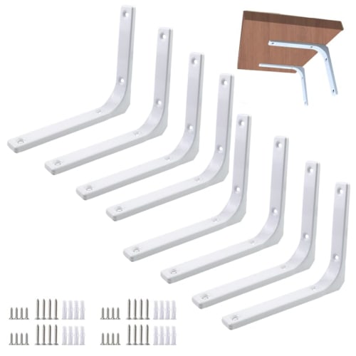 

Shelf Brackets, L-Shaped Brackets [70kg Weight Capacity] for Wall-Mounted and Hanging Shelves, Steel, Space-Saving Storage, DIY, Screws Included, 3-12