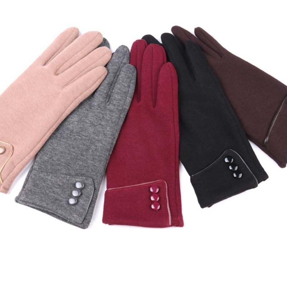 Five Finger Full Finger Mittens Korean Style Cycling Driving Gloves Simple Velvet Gloves Girls