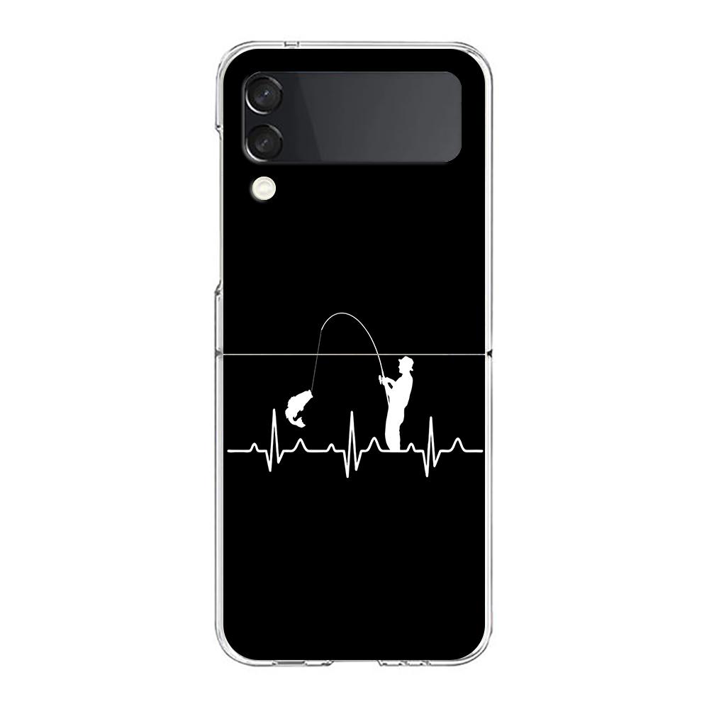 Carp Fishing Fish Phone Case For Samsung Galaxy Z Flip 3 4 5 Hard Folding Clear PC Bumper For Samsung Z Flip 6 Back Cover