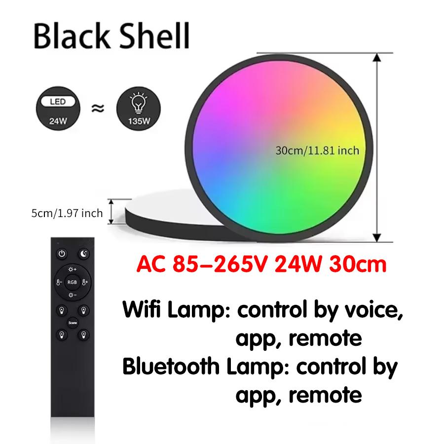 Tuya Smart Led Ceiling Light 85-265V Wifi BT with Remote Control 24W 30cm RGB White Dimmable Alexa Google Flush Mount Fixture