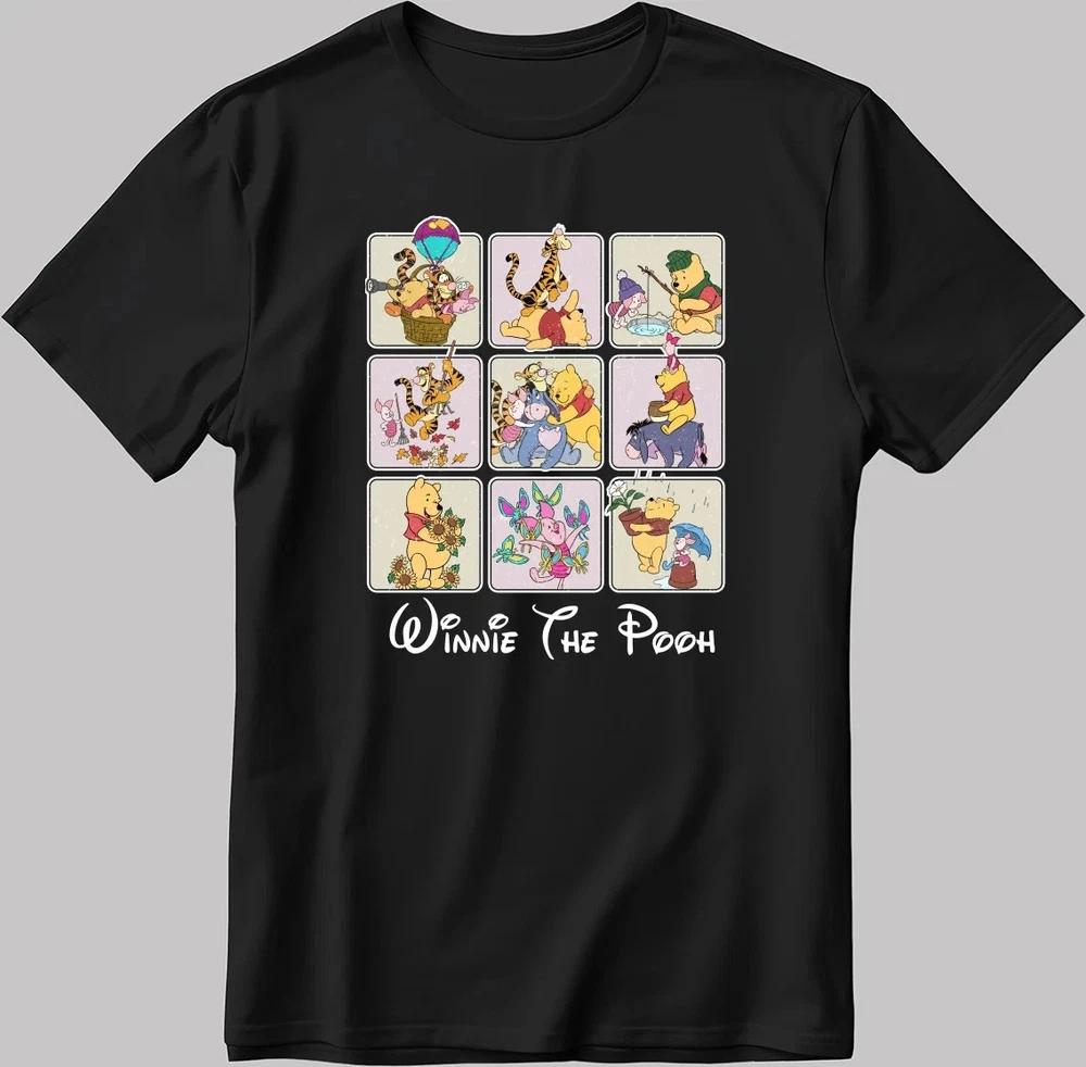 Winnie The Pooh Friends Happy Moods Graphic Black TShirt Size S4XL S
