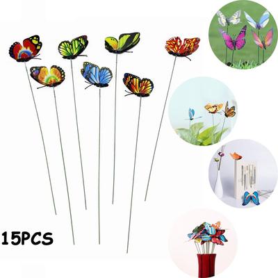 Bonsai Ornaments Fake Butterflies Garden Decoration Artificial Butterfly with Rods Simulation Color
