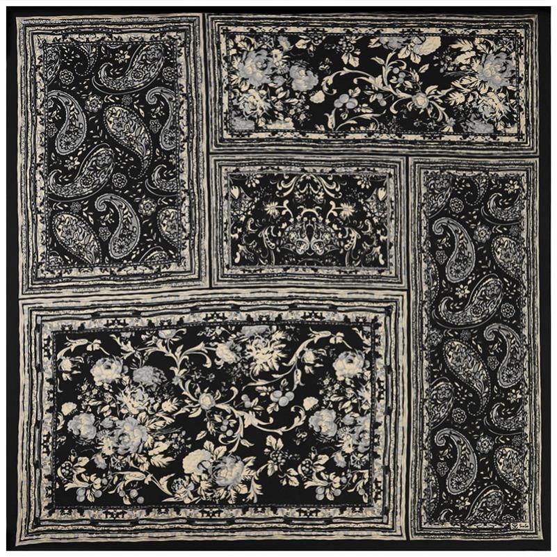 POBING Silk Scarf Luxury Brand Melt Chain Neckerchief Muslim Headscarf Square Scarves Lady Foulard Female Bandana 100*100CM