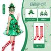TUAHOUS Christmas Tree Cosplay and Set for Santa Perfect for and Photoshoots Dress, Headband, Socks, Glasses, 4-Piece Girls, Costume, Events, Parties,