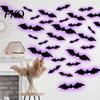 Portable Night Wall Lamp Halloween LED Stickers, Glow-in-the-Dark Bat & Spider Decorations, Battery-Powered Hanging Ornaments Light Sticker