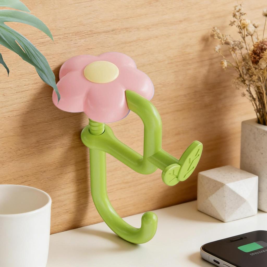 Desk Side Hooks Portable Bag Hook Flower Plastic Table Hook Purse Handbag Travel Bag Organizer Holder Hanger Office Decor