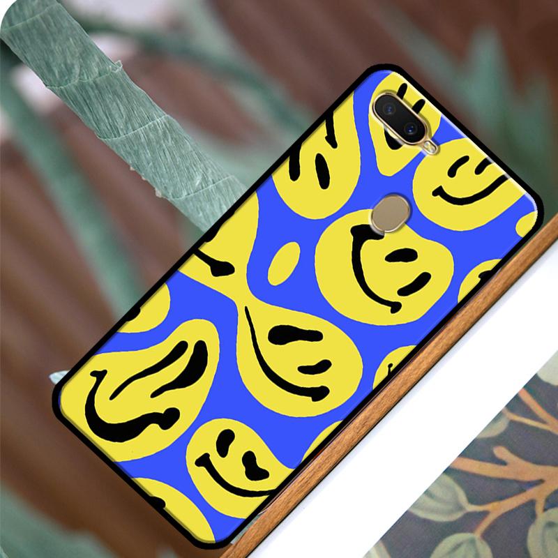 Trippy Smiley Face Pattern Aesthetic For OPPO A74 A54 A94 Case For OPPO A31 A53 A53S A5 A9 2020 A5S A15 A83 A91 A52 A72 Coque